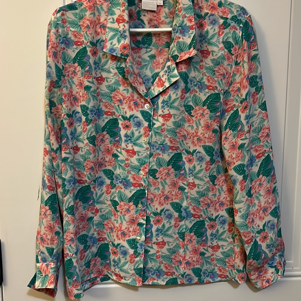 Unisex vintage floral blouse sz10 - Picture 2 of 6